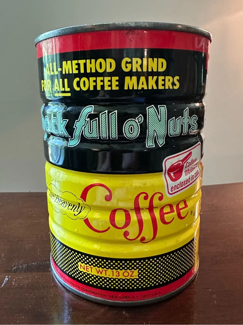 Vintage coffee can • aluminum • metal • Chock full o’ nuts Coffee
